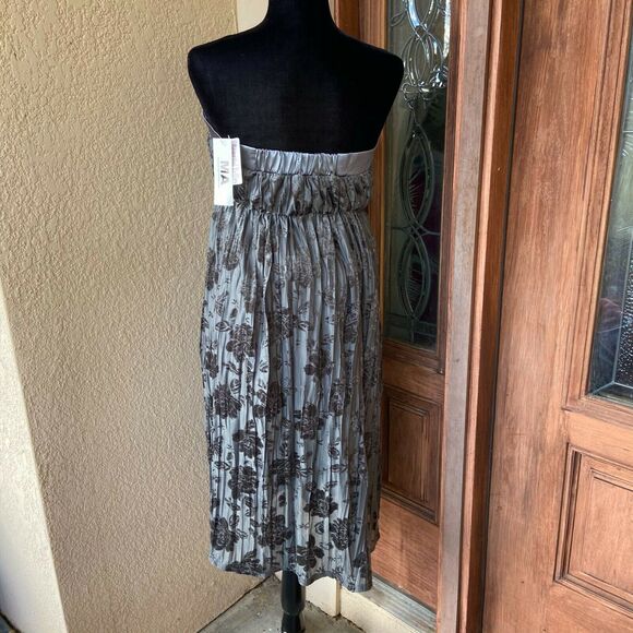 Maternal America Womens Dress M Silver Gray Strapless Formal Burnout Floral NEW - Picture 3 of 8